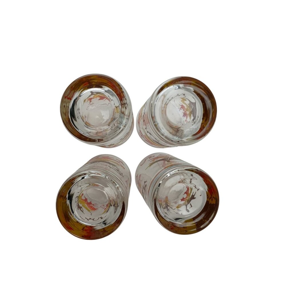 Vintage Fall Oak Leaves Orange/Yellow/Brown Retro Glass Tumblers Set Of 4 - Picture 6 of 6